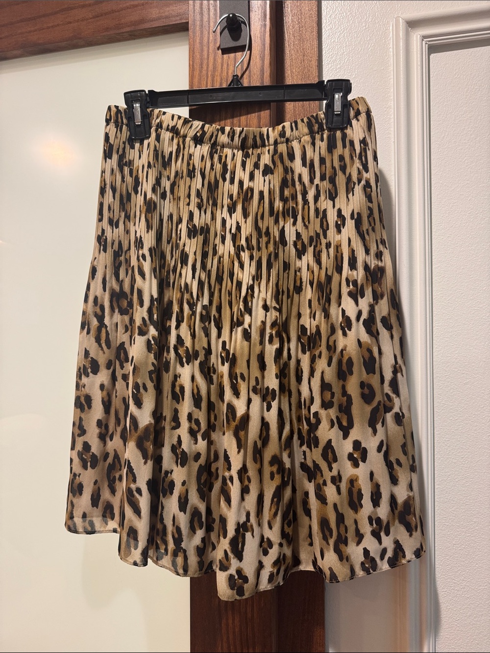 Allison Taylor Leopard Print Pleated Skirt - Tan & Black